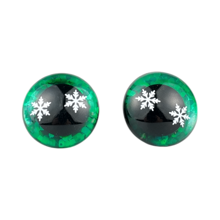 Säkerhetsögon Glitter Snöflinga Grön